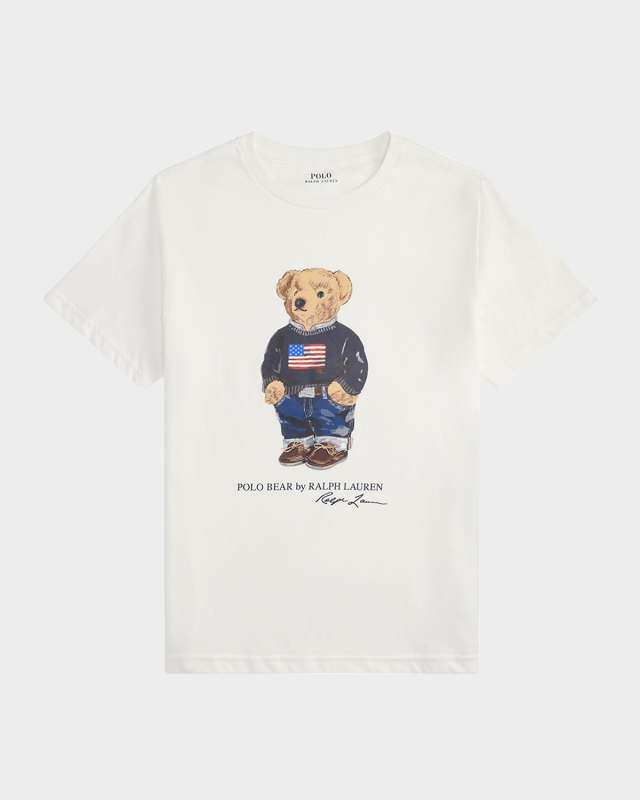 Boy's Polo Bear Flag Print Short-Sleeve T-Shirt, Size S-L
